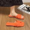New women's slippers large size 43 square head flat bottom casual beach women's sandals slippe