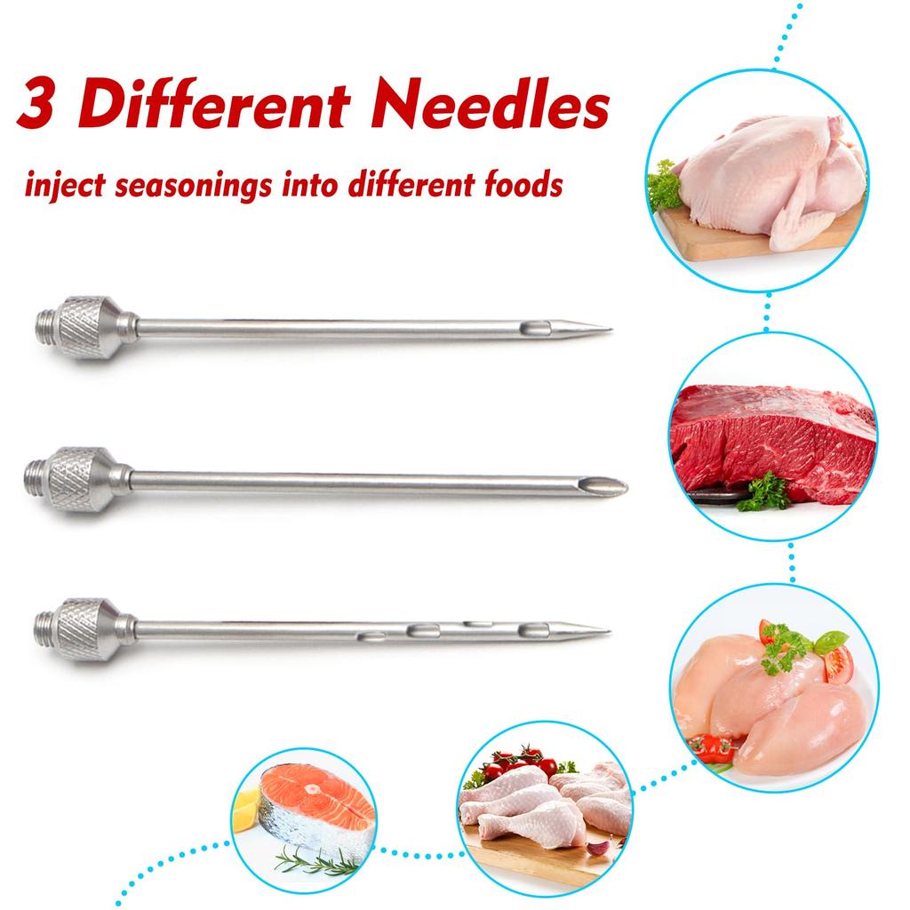 Marinade Injector Syringe with Screw-on Meat Needle Premium Portable Turkey Injector kit for Smoker Marinades Injector for Meats
