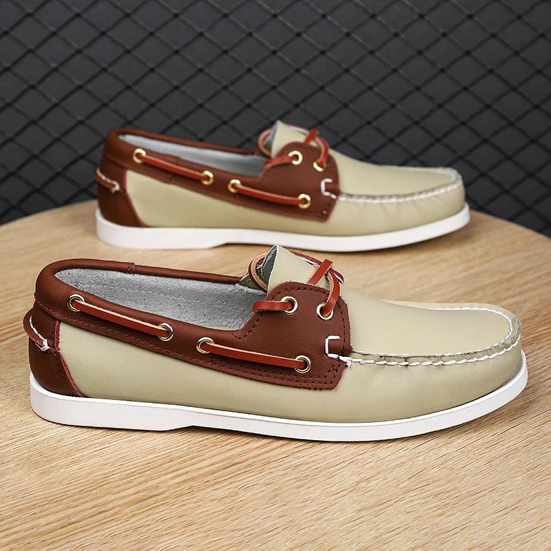Fashion Luxury Brand Men's Shoes New Lightweight Breathable Boat Shoe For Men Casual Shoes High Quality Sneakers Lace-up Leather Loafers
