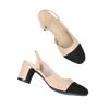 Women's Plus Size Chunky Heel Sandals: Open Toe, Low & Mid Heel, Flat & Backless, Color Block Design.
