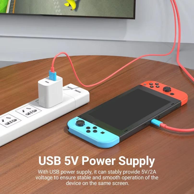 4K HD Adapter Type C To HDMI-Compatible Cable & 5V USB Charging Portable TV Dock For Nintendo Switch/OLED Steam Deck IPad Pro