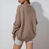 Ladies New Autum And Winter Loose Cable Knit Mid-length Sweater Coat