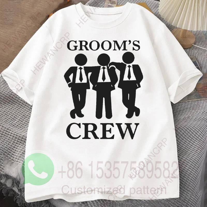 Groom Crew Tshirt Mens Tracksuit Cotton Casual Sportswear Crew Neck Pullover Short Sleeve Tops Breathable Summer Streetwear