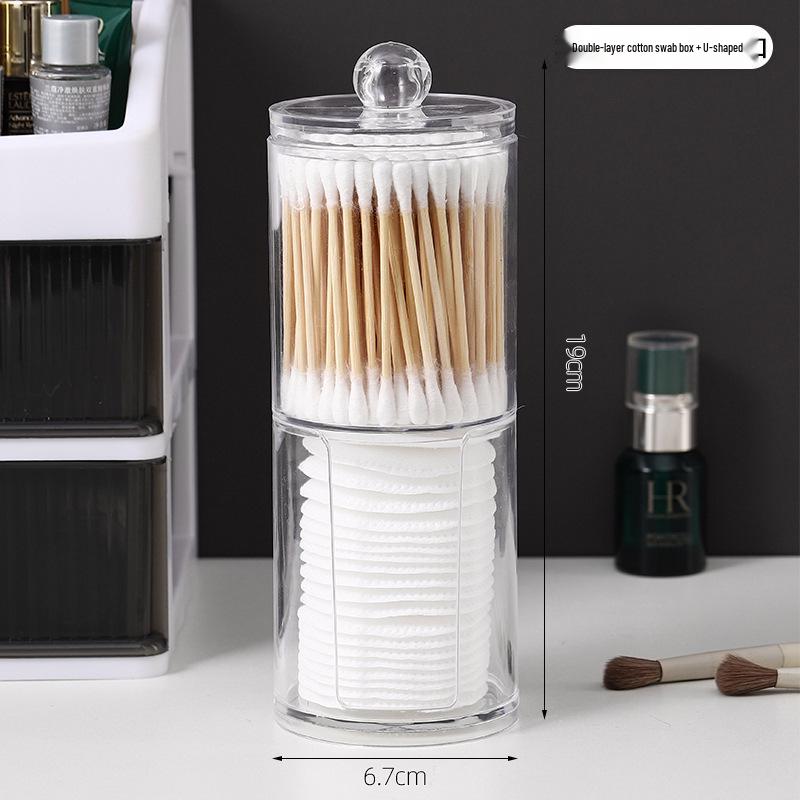 Dual-Layer Acrylic Cotton Swab & Makeup Remover Storage Box