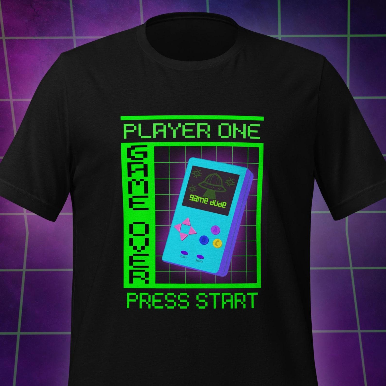 Retro Gaming T-Shirt: Cyberpunk Neon Graphic Tee L