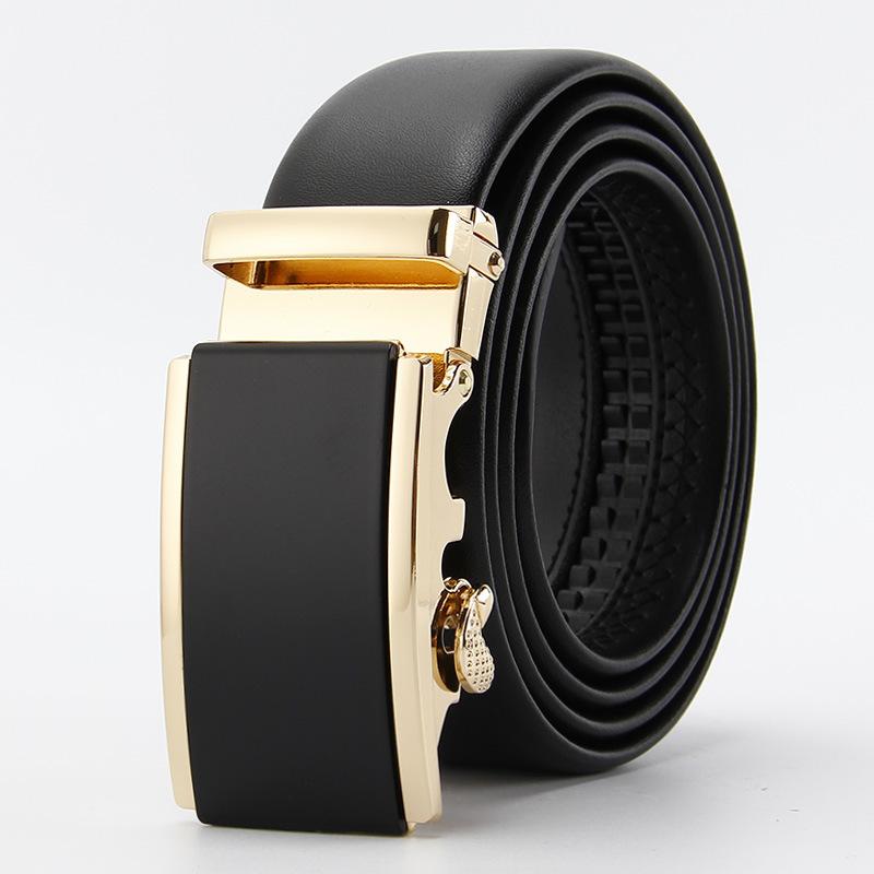 

Новый стиль Узорная мужская окантовка Второй слой коровьей кожи Автоматическая пряжка Ремень в стиле часов Деловой и повседневный мужской ремень 110-130CM