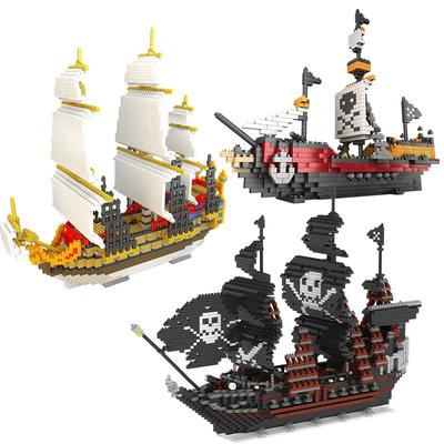 Micro Particle Building Block Assembly Toy, Pirate Ship Model Diamond Micro Particle Assembly Building Block Assembly Toy