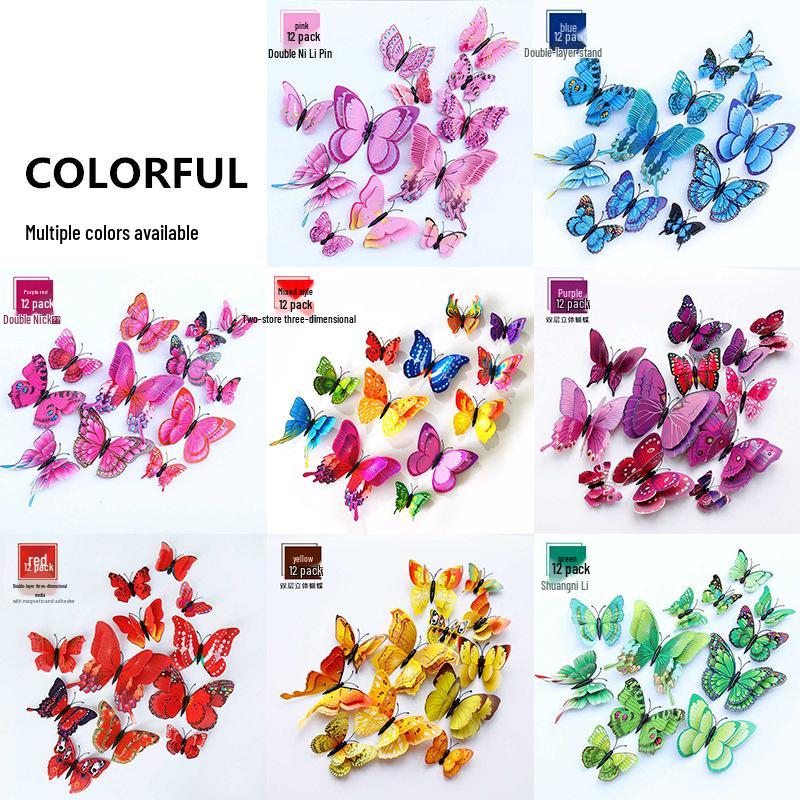 3D Double-Layer Butterflies Wall Décor & Refrigerator Magnets