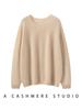 Women's Round Neck Versatile Cashmere Sweater - Solid Color, Long Sleeve, Fashionable Lazy Style for Spring, Autumn, and Winter