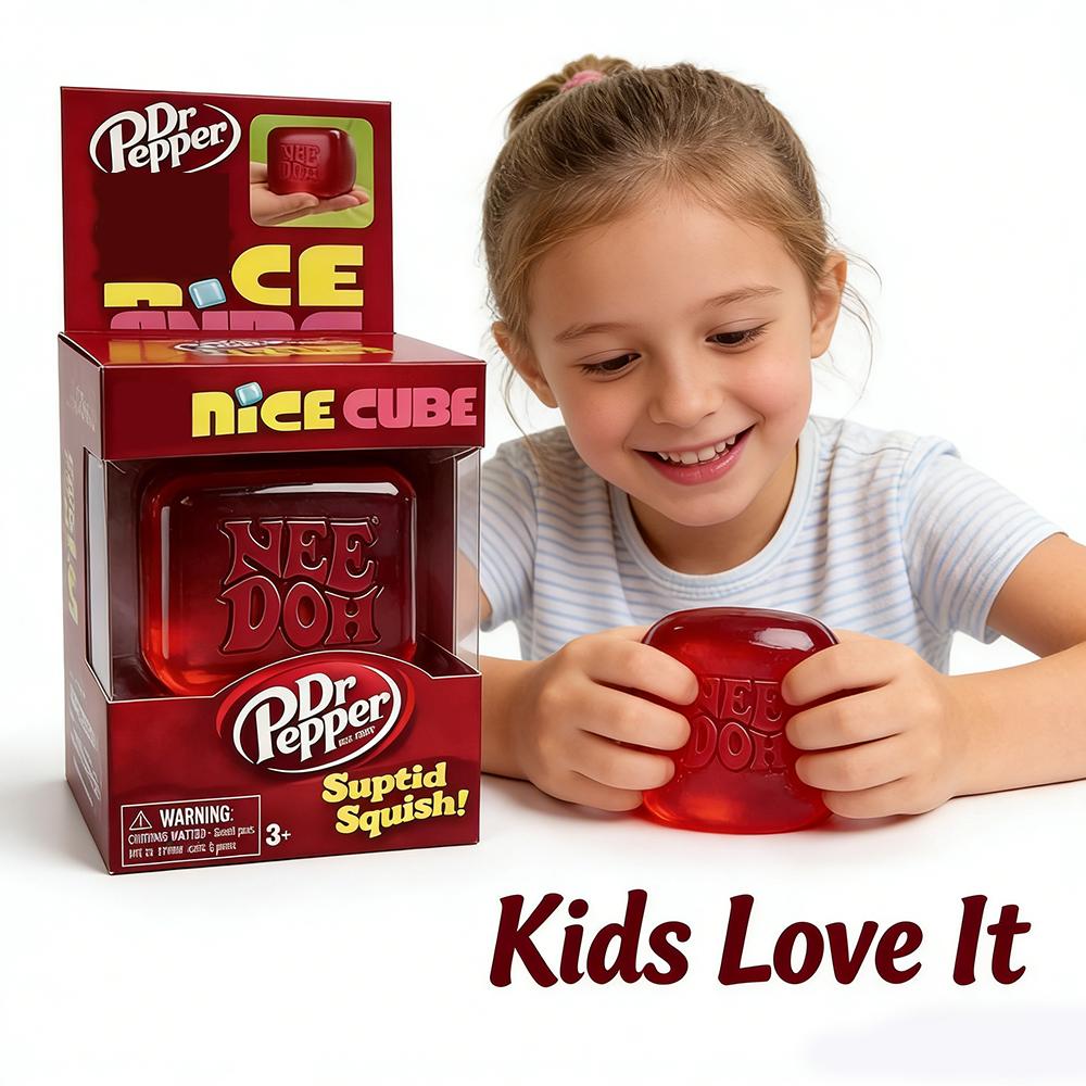 Dr Pepper X Nice Cube Squishy Stress Relief Toy Soft Squeeze Fidget Cube for Kids & Adults Anxiety Relief Sensory Toy