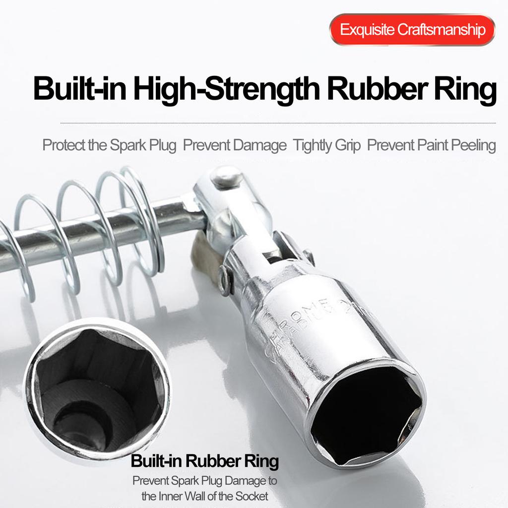 Universal Spark Plug Socket Wrench Set with T-Handle Durable CR-V Steel High Torque round Head for Car & Motorcycle Maintenance