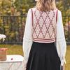 Knitted Pullover Sweater Vest Women Sleeveless Bear Print V-neck Sweaters Loose Knit Vest Top Winter Clothes Women