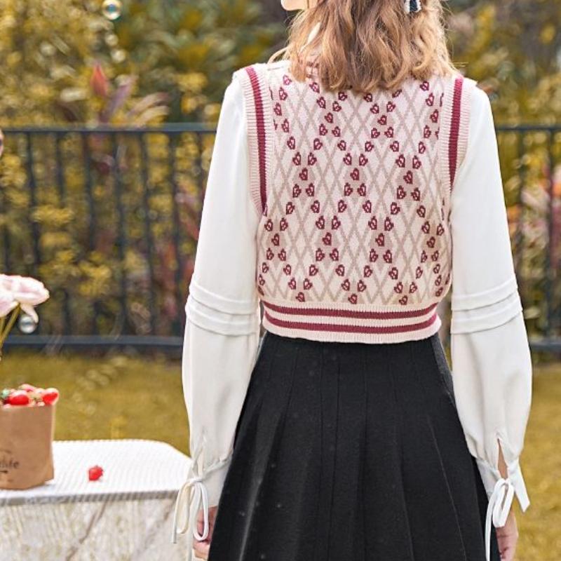 Pletený pulovr Svetr Vesta Ženy Bez rukávů Medvěd Potisk Svetry s výstřihem do V Volná Pletená Vesta Top Zimní Oblečení Ženy