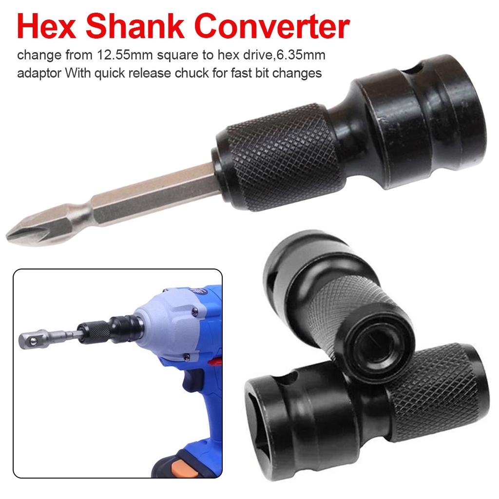 1/2 Square To 1/4 Hex Shank Socket Adapter Quicker Release Converter