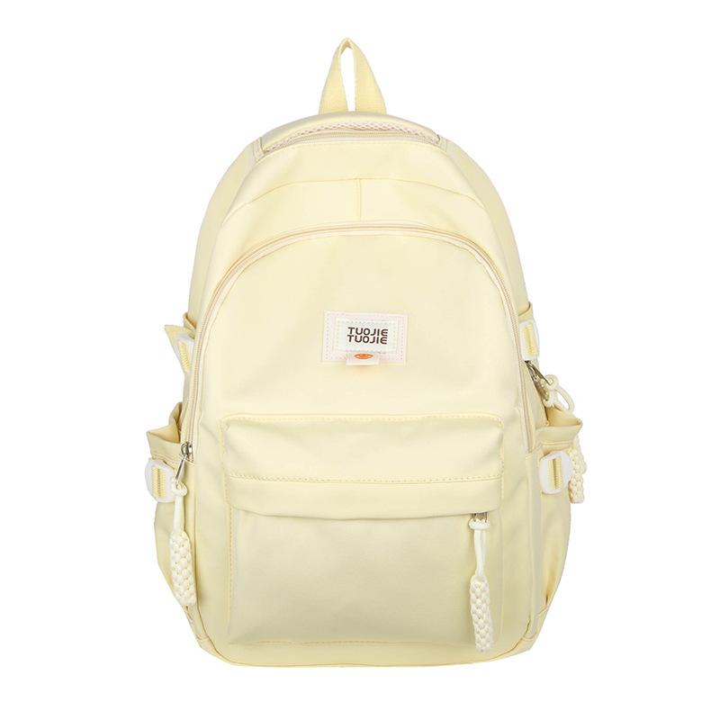 Student Schoolbag Women's Large Capacity Backpack Solid Color Junior High School Backpack
