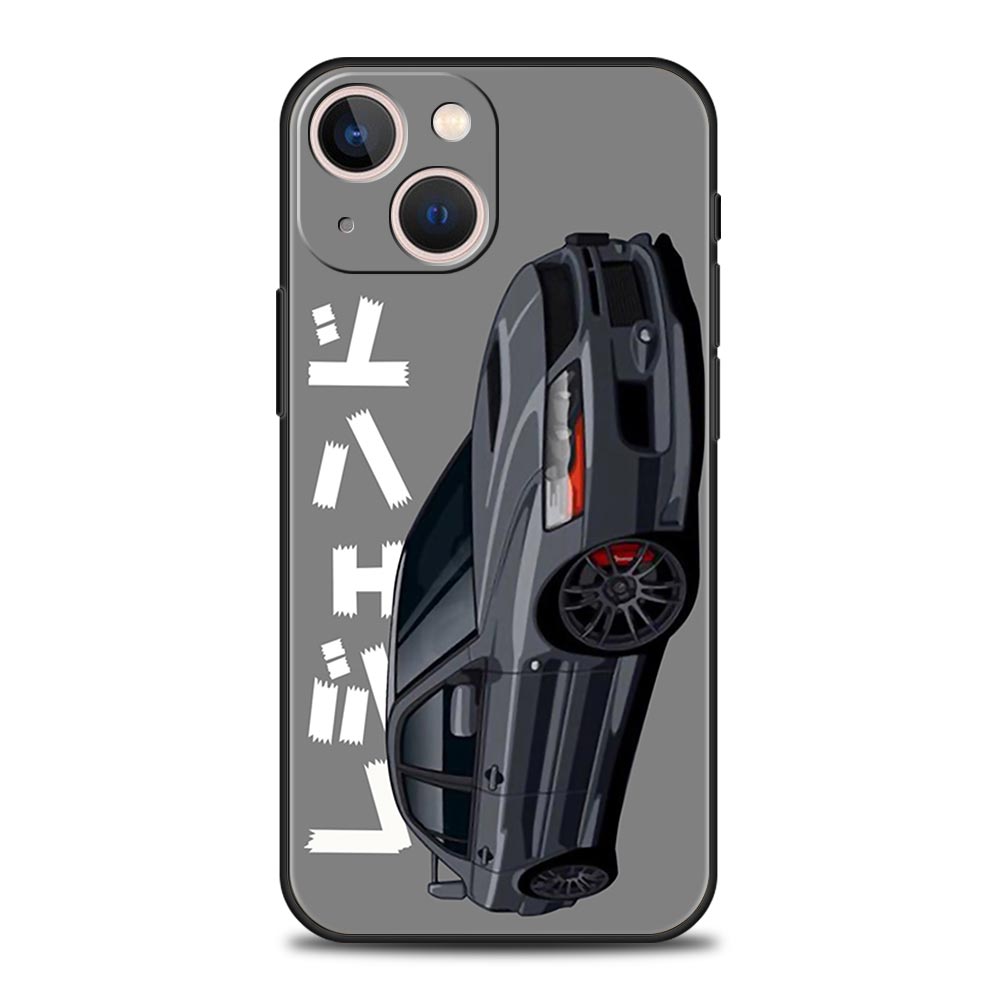 Luxury Phone Case For iPhone 11 12 13 15 16 14 Pro Max X XR XS 7 8 Plus SE Black Cover Funda JDM Tokyo Drift Sports Car