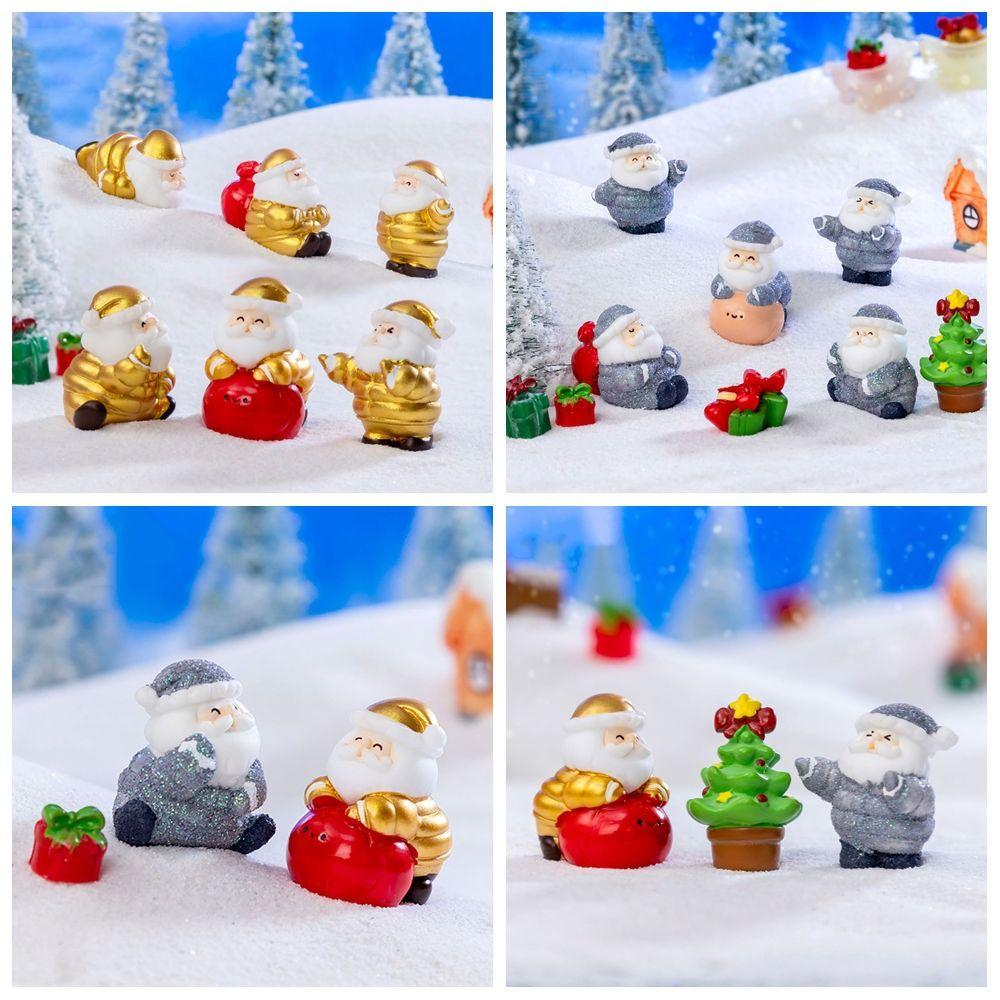 Resin Miniature Santa Claus Accessories Cartoon Santa Statue Creative Christmas Figurines  Festival