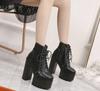 Europe and America Style Sexy High Heels 15 Cm Crude with Super High Heel Women's Boots Ankle Boots Classic Fashion Short Boots