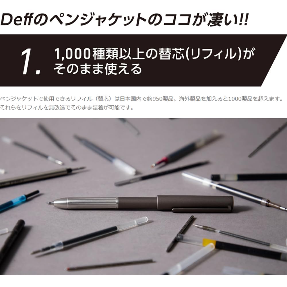 Deff Premium Ballpoint Pen Pen Charcoal Black Refills, Jacket, Men's & Women's Gift, Oil-Based, Water-Based, Business, Aluminum,
