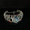 Fashion Vintage Crystal Necklace Alloy Gold Inlaid Rhinestone Colored Pendant Accessories