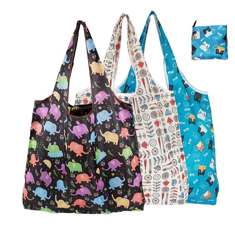 1Pc Foldable Shopping Bag Reusable Travel Grocery Bag Eco-Friendly Tote Bag