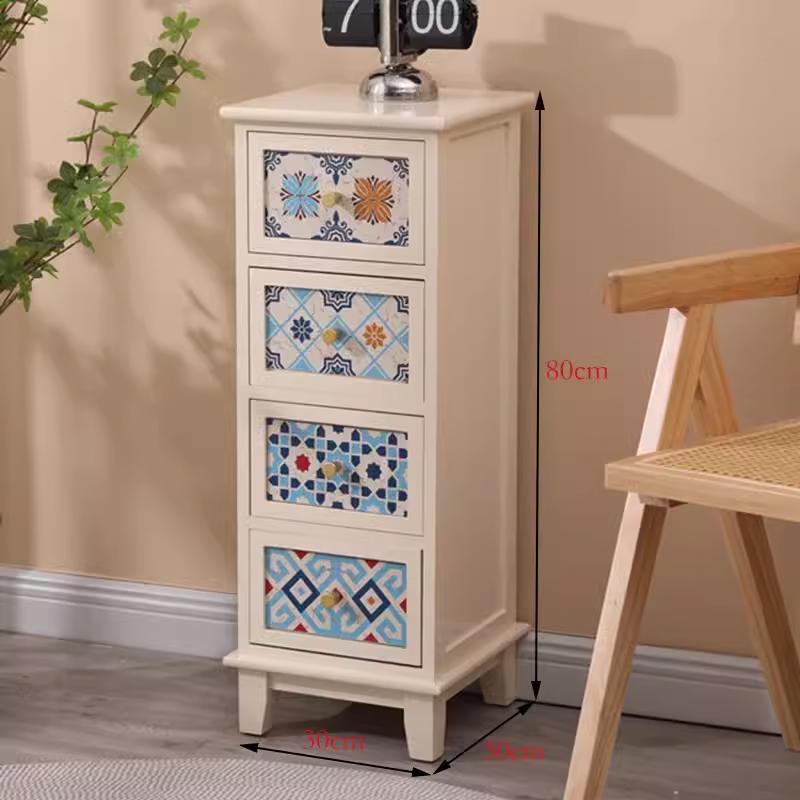 American Solid Wood Narrow Five-Drawer Sideboard and Bedside Cabinet