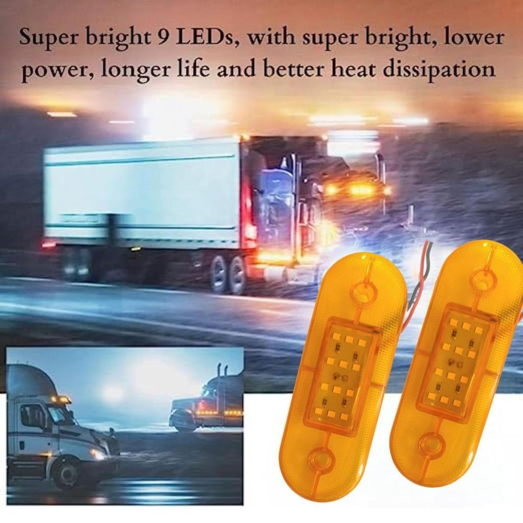 8PCS Lampes d'éclairage latéral arrière à LED Ambre 12V pour Camion Remorque Camping-car Bus Bateau | Base Plate Étanche