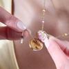 Zinc Zinc Alloy Pendant Choker Pink Gold Color Pentagram Heart Ring Opening Closing Phase Box Necklace Women