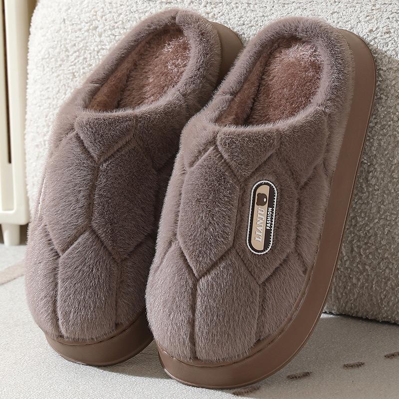 Men Home Slippers Winter Plush Male Indoor Shoes Warm Soft Non-Slip Slippers