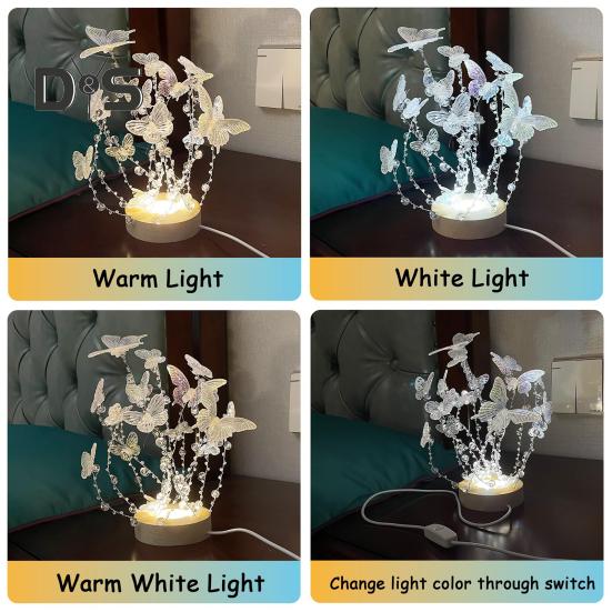 DIY Butterfly Night Light Set Ručně vyrobená LED svítící Butterfly Stolní lampa do ložnice Dárek k narozeninám pro ženy a dívky