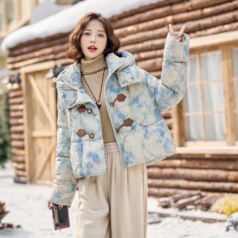 

Women s Thickened Floral Hooded Down Jacket XL 65-73 kg розовый