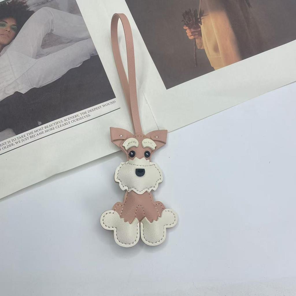 Schnauzer Puppy Leather Keychain Bag Charm
