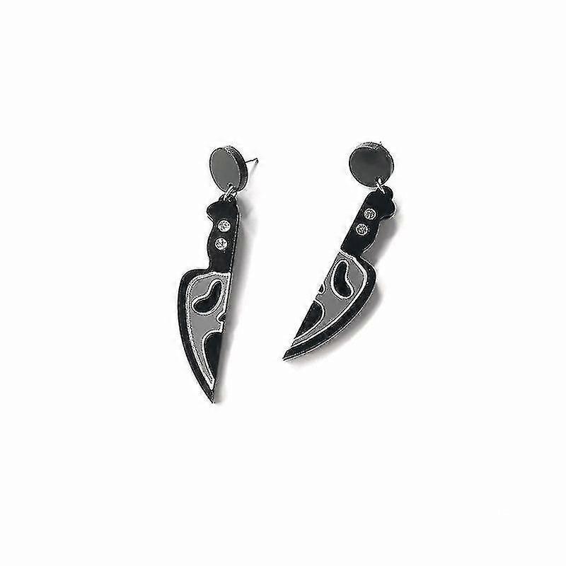 Funny Mirror Knife Earrings For Halloween, Acrylic Horror Skull Dagger Ear Jewelry