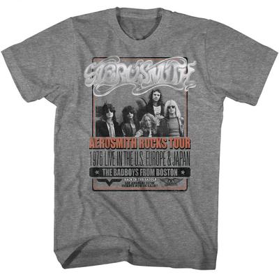 T-shirt da uomo Aerosmith Rocks Tour Live USA Europa e Giappone Band Rock Musica Merch