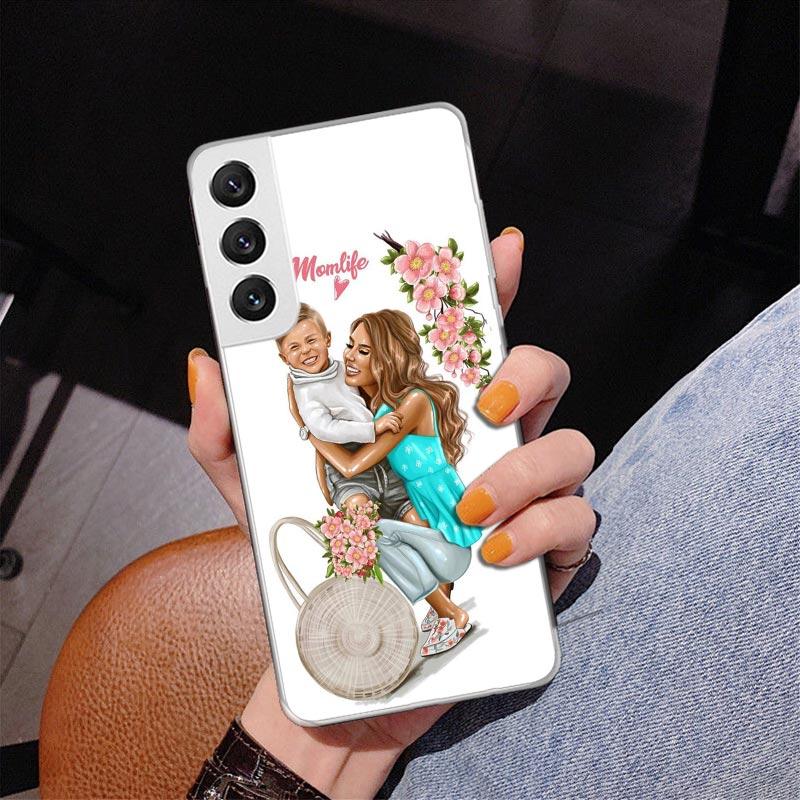 Mom Baby Girls Phone Case For Samsung Galaxy S24 S25 Edge S26 Ultra S23 S22 S21 Plus S20 FE + Personalized Print Cover Galaxy S2