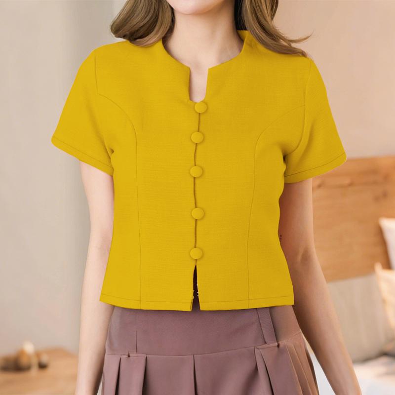 ZANZEA Women Summer Round Neck Casual Short Sleeve Blouse