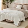 Muslinkos Sommer Sofateppe Pustende Ensfarvet Muslinklede Koseteppe for Seng Sofa Reise Feriebruk