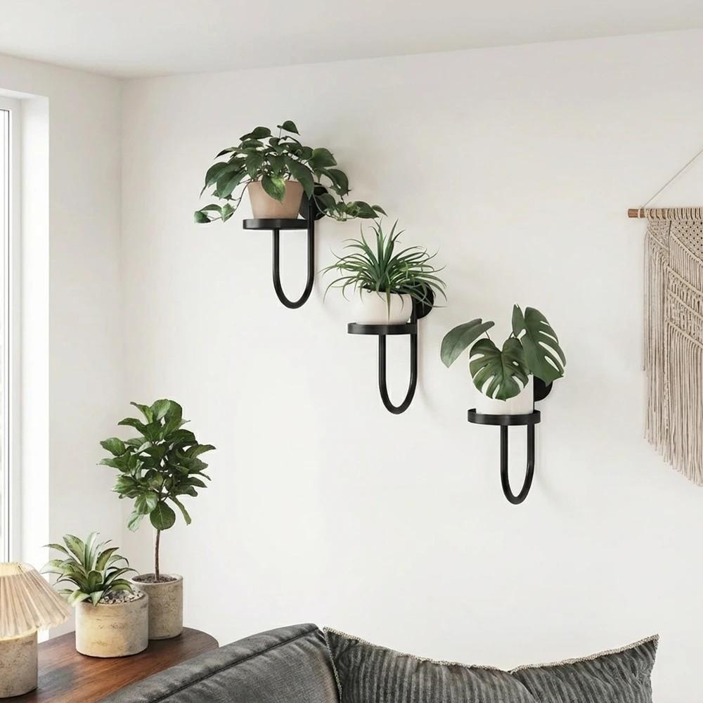 Sturdy Iron Wall Mounted Plant Holder Space Saving Planter Rack Storage Shelf  Office Decor