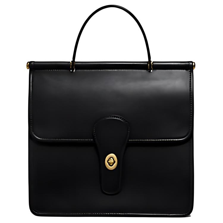 

Coach Willis 25 Leather Top Handle Shoulder Bag Women Handbags Brass Black 5785-B4BK Basic Set (Bag+Dust Bag)