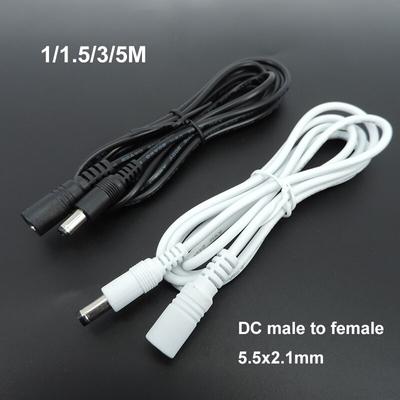 1/1,5/5m bílá černá DC Napájení Zástrčka/zásuvka Kabel Prodlužovací kabel Adaptér Zástrčka 20awg 22awg 5,5x2,1mm pro pásku