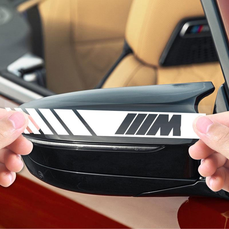 2Pcs Car Stripe Stickers Rearview Mirror Reflective Vinyl Decals Decoration For BMW M E34 E36 E60 E90 E46 E39 E70 F10 F20 F30 X5 X6 X1 M3 M5 M6 E71