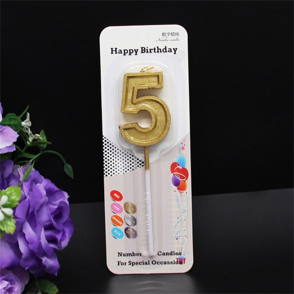 (SU)Glitter number küünlad Kuldne number 0-9 sünnipäevapeoküünla tort