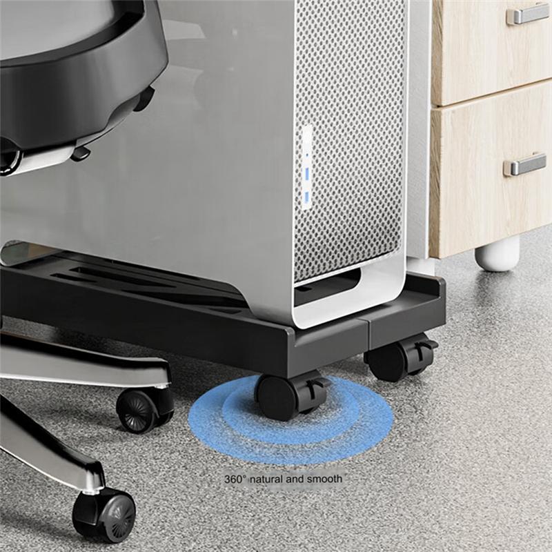 ABWR-Adjustable Mobile CPU Stand, Ventilated Computer Tower Stand PC Tower Stand With 4 Caster Wheels, Under Desk Holder