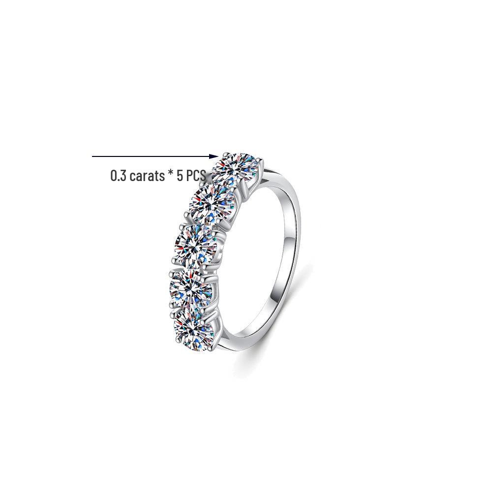 925 Sterling Silver Moissanite Princess Five-Star Stackable Women's Ring