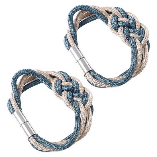 

2 шт. красивые магнитные занавески с подхватом, бесплатные декоративные износостойкие двухцветные оконные шторы с китайским узлом и пряжкой для ежедневного использования белый/светло-синий