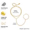 18K Gold Plated Stainless Steel Hand Chain Bracelet Finger Ring Double Layer Waterproof Jewelry for Women