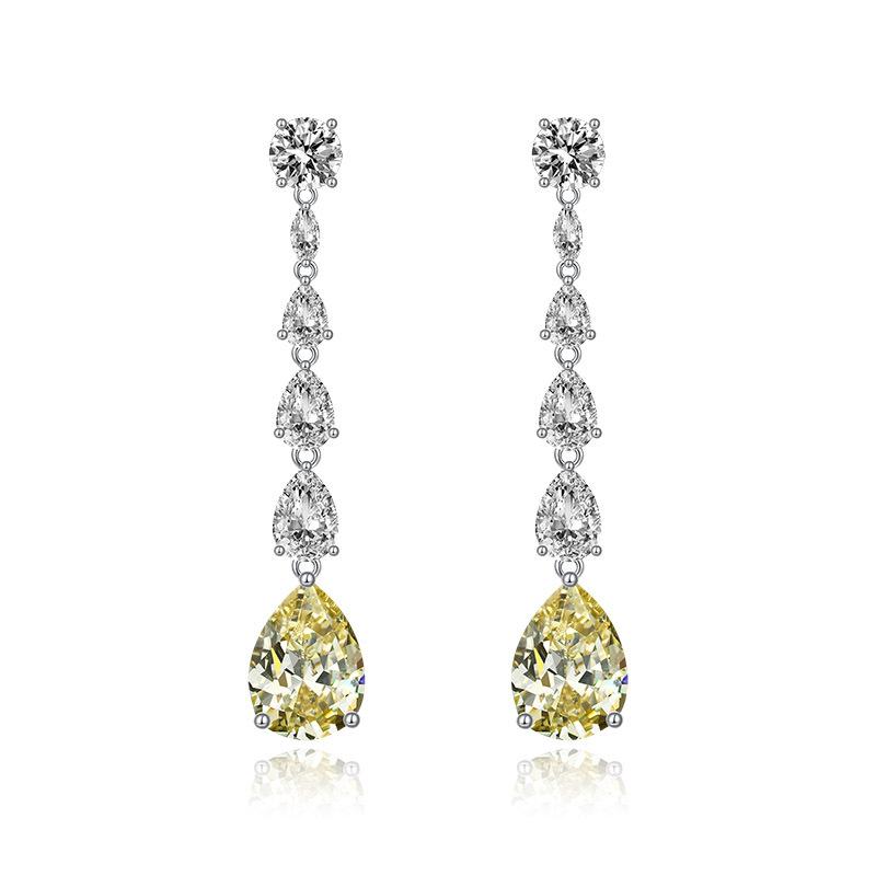 Gica Gema Luxury 100% 925 Sterling Silver 9*13 MM AAAAA Zircons Gemstone Party Long Drop Dangle Earrings For Women Fine Jewelry