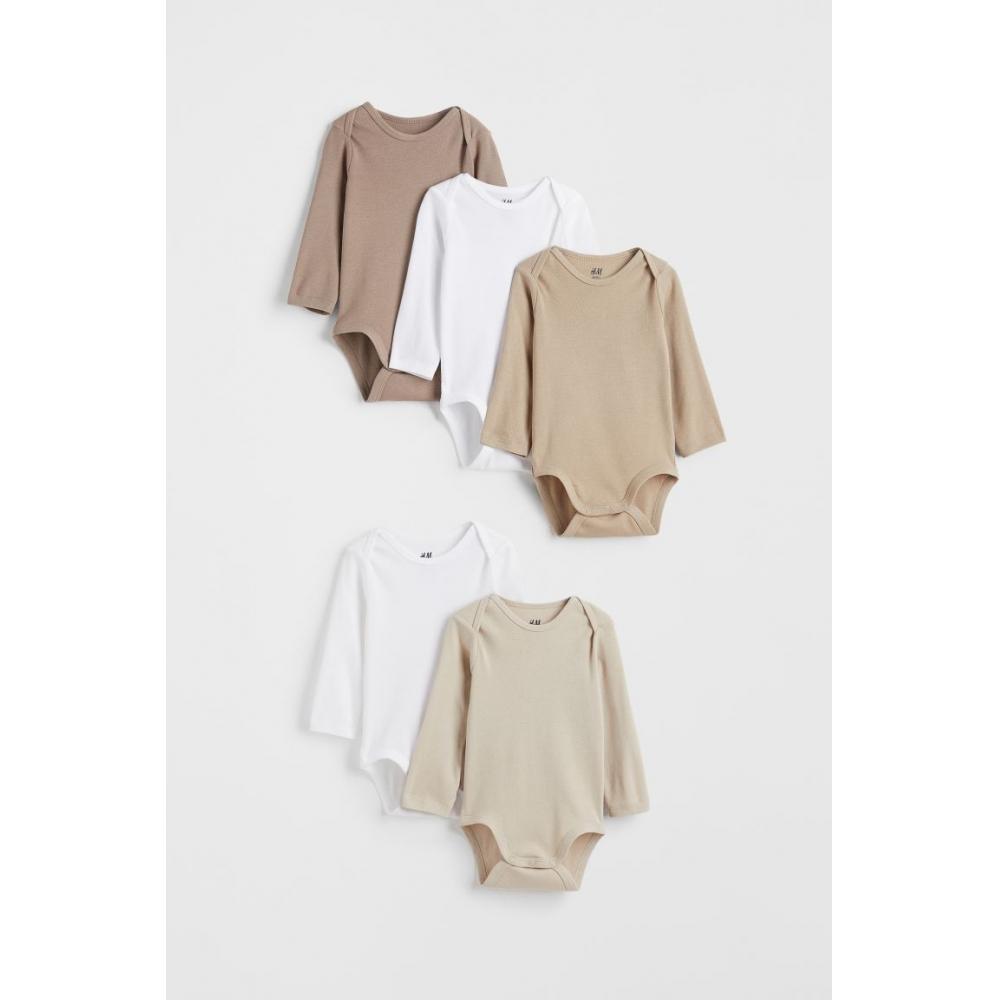 

Комплект боди HM из 5 предметов белый бежевый