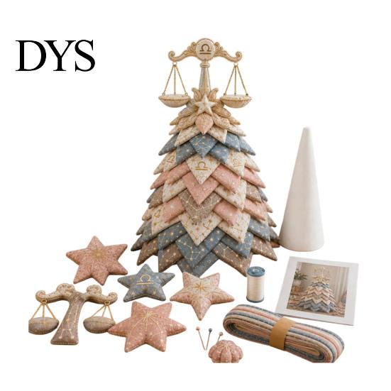 Handmade Gift for Special Occasions DIY Quilted Zodiac Tree Kit, Fabric Patchwork Sewing Constellation Ornament Kit Signs Craft Adults, Desktop