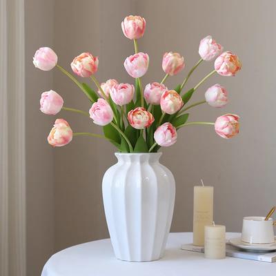 6pcs Tulip Artificial Flowers 3 Heads Silk Tulip Branches for Wedding Table Centerpieces Home Kitchen Dining Decoration